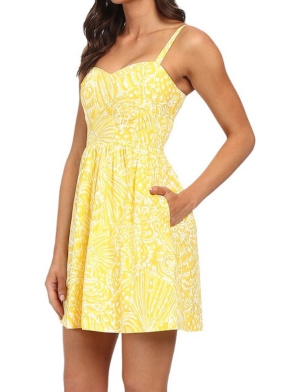 Lilly Pulitzer Christine Dress Sz 2 Yellow Sunglow Fit & Flare Mini W/Pockets
